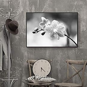 Floating Framed for Living Room Bedroom Black Flower for