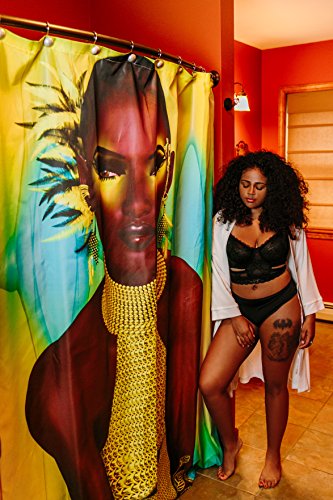 Black Is Beautiful Shower Curtains 71" x 74" Long Polyester Fabric Mildew Resistant (Mesmerizing)