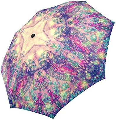 Space Galaxy Owl Funny Auto Open &amp; Close Travel Umbrella Men and Woman Folding Umbrella Best funny gift