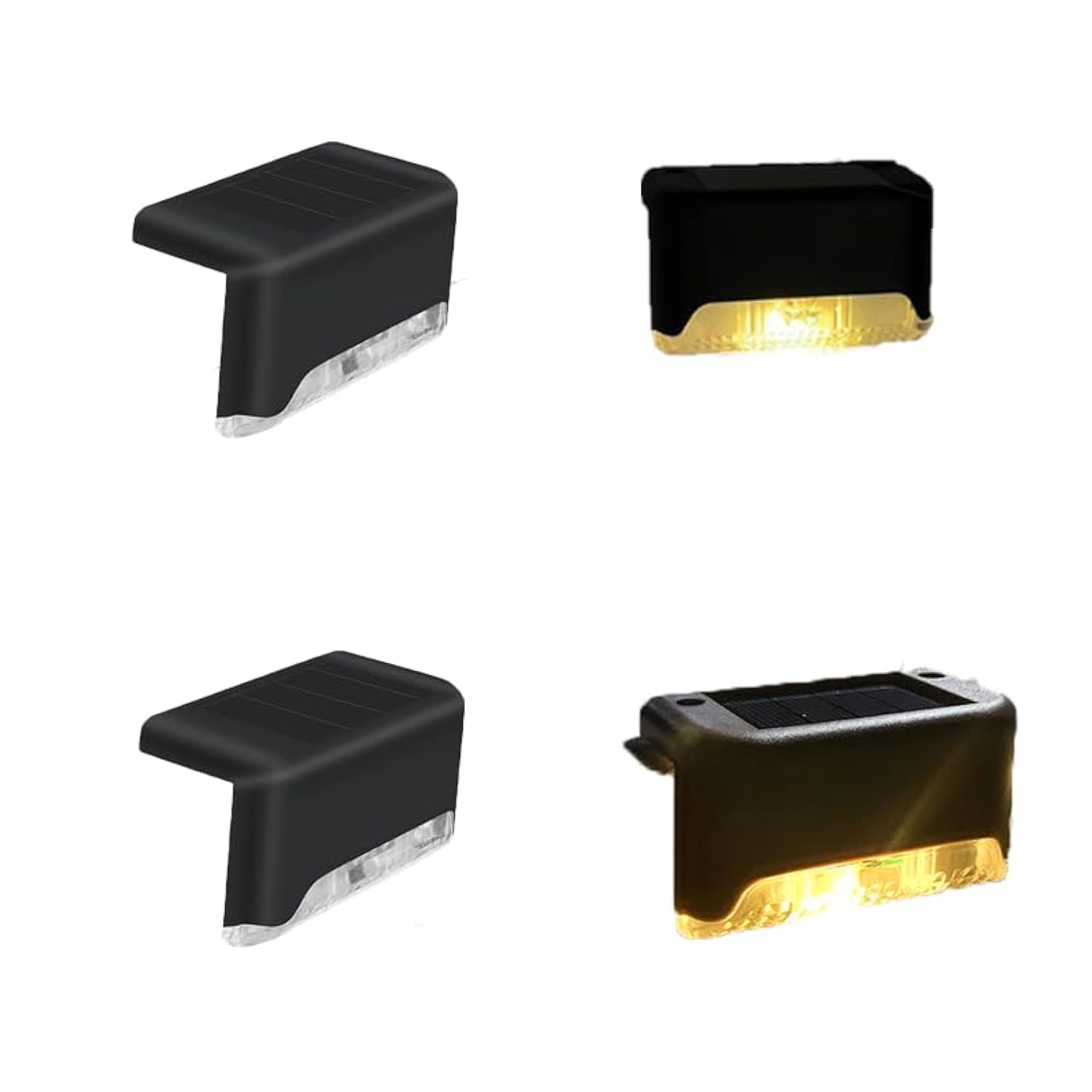 zalati Solar Deck Lights 4pcs Solar LED Light IP65 Water-Resistant for Stairs, Steps, Fences, Patios, and Pathways Outdoor - Warm Light