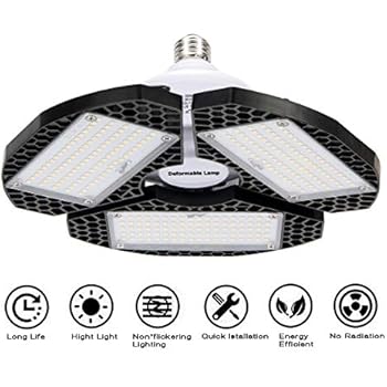 LED Garage Lights, Deformable LED Garage Ceiling Lights 7200 Lumens, CRI 80 Shop Lights for Garage，Ultra-Bright Mining Lamps with 3 Adjustable Panels，Working Light 、LED Light Bulbs for barn etc.