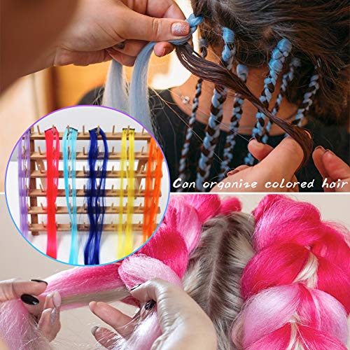 Thread Holder, 60 Spools Wooden Thread Rack with Needles Sewing Scissors Needle Threader for Sewing Organizer DIY Project and Craft Favor Embroidery Quilting Hair-braiding