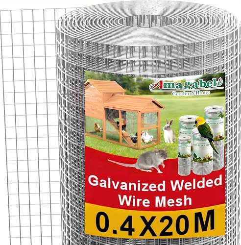 Amagabeli Feuerverzinkter Volierendraht 0,4m X 20 Meter Feinmaschig 12,7 mm Maschenweite Wühlmausgitter, Hühnerdraht, Kaninchendraht Für Hochbeet & Maschendraht