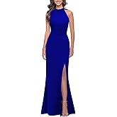 WOOSEA Women Sleeveless High Neck Sexy Split Evening Cocktail Party Maxi Long Formal Dress