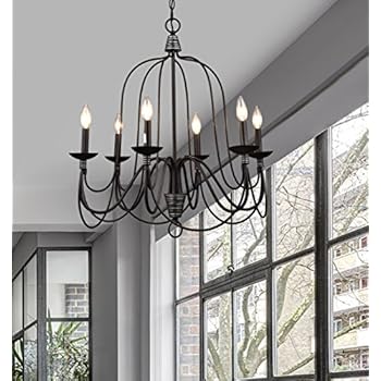 CLAXY Ecopower Lighting Industrial Vintage 6-lights Candle Chandeliers