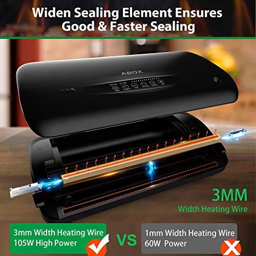Vacuum Sealer Machine,ABOX Automatic Food Vacuum Sealer with Roll &Bags Kit,Built-in Bag Storage&Cutter,Dry&Moist Modes for Sous Vide,Led Indicator Bar&Unique Child Safety Lock for Home&Commercial Use - Thumbnail 6