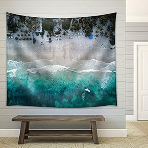 Landscape with Bird View of Beach - Fabric Wall Tapestry Home Decor - 51x60 inches