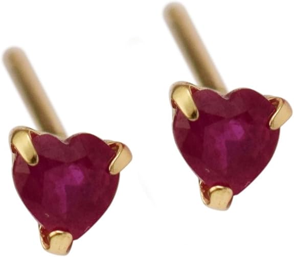 ruby earrings heart shaped in 18ct yellow gold Amazon.co.uk Jewellery