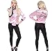 Tdmall 50's Costume Party Rhinestone Pink Ladies Jacket Adult Standard with Scarf M