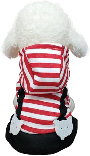 Amazon.com: FORESTIME Red White Striped Trousers Thick Small Pet Clothes Puppy Winter Apparels 