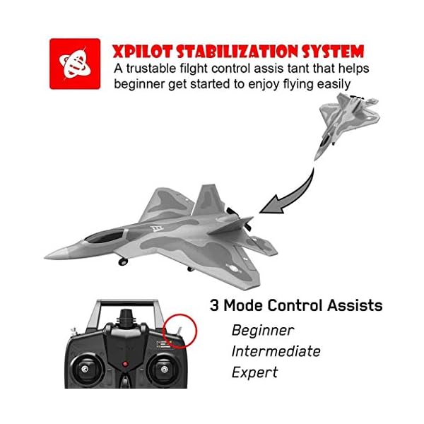 XHH F-22 Raptor Modell RC Flugzeuggleiter, Fernbedienung Flugzeug, F-22 4CH Anfänger Kampfflugzeug, Drohne EPP… – Bild 6