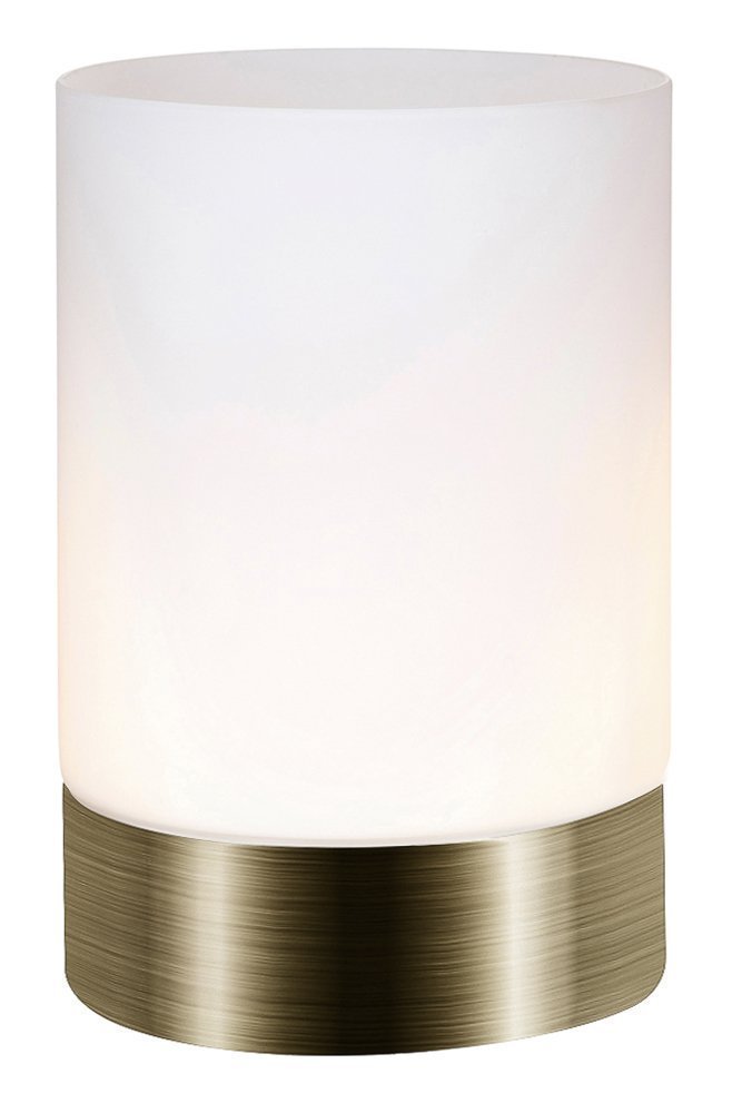 Small Antique Brass Touch Dimmable Table Lamp with Frosted Glass Shade by Happy Homewares
