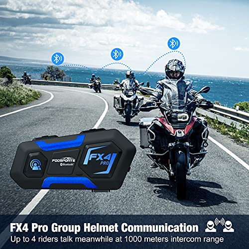 Bluetooth Motorcycle Communication System Fodsports FX4 Pro 1200M 4 Riders Helmet Bluetooth