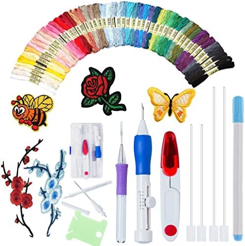 Full Range of Magic Embroidery Pen Punch Needle - Magic Embroidery Pen Set,Embroidery Patterns Punch Needle Kit Knitting Sewing Tool for DIY Threaders Sewing