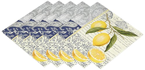 Paperproducts Design Citron Lemon Paper Beverage Cocktail Napkin, 5 by 5-Inch