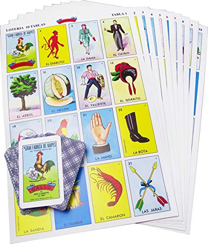 Original Jumbo Loteria Game Set in Spanish, Mexican Loteria 10 Players