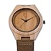 Zeiger Mens Bamboo Wooden Watch with Crazy Horse Leather Strap Japanese Quartz Analog Casual Vintage Watches Wood (Bamboo)