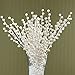 Factory Direct Craft Pack of 12 Creamy White Pearl Berry Stems Decorative Wire Stem Branch Sprays for Christmas Tree Decorations, Holiday Flower Arrangements, Wedding Decor, and DIY Crafts