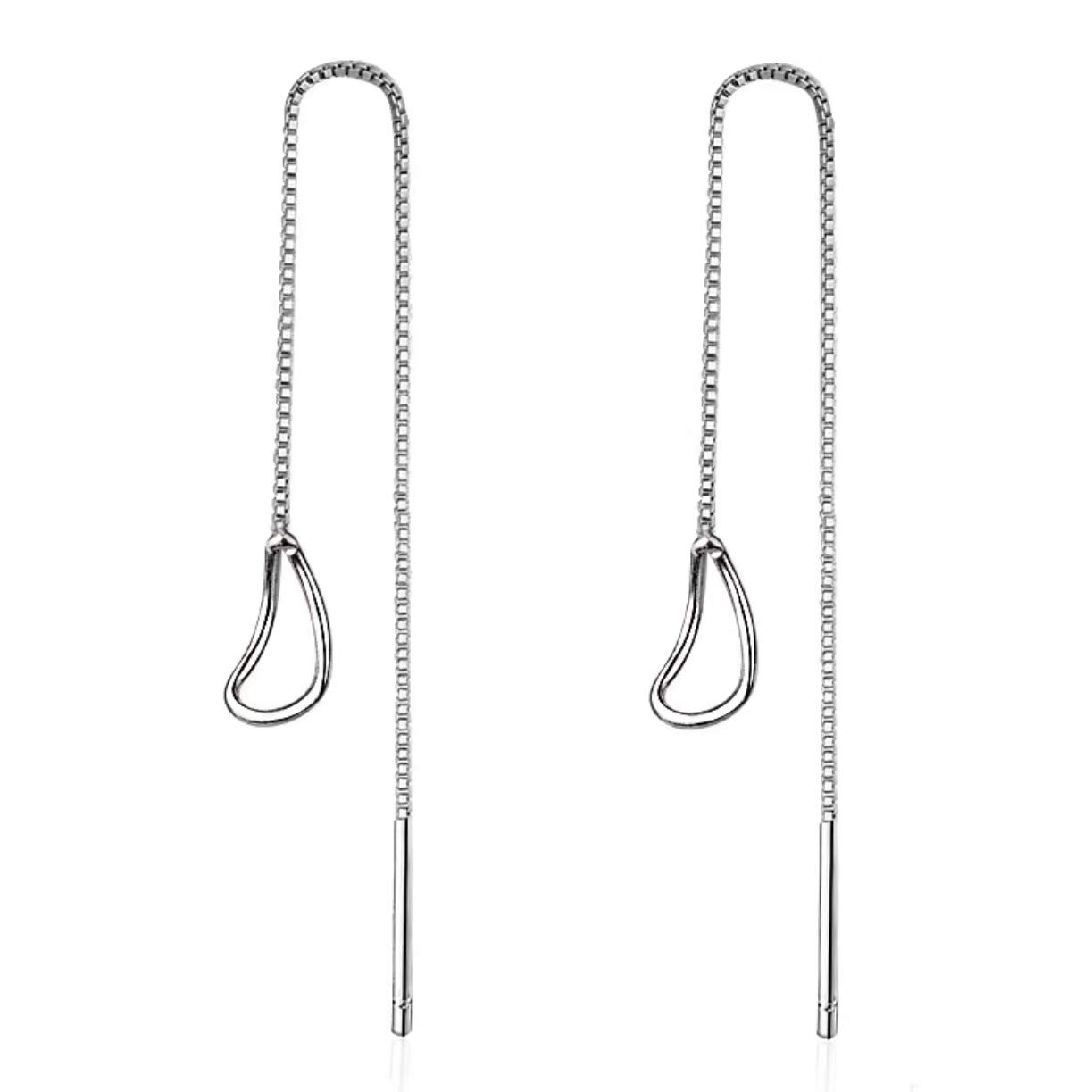 Iszie 925 Sterling Silver Wave Cuff Earrings Wrap Tassel Dangle Earrings Threader Chain Earrings for Women Teen Girls