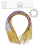 Circular Knitting Needles Set by SundryGoods - Bamboo Wood - Flexible - 18 Sizes: 2 mm - 10 mm (US sizes 0-15), Length: 80 cm (32 inch US) - Bonus Stitch Markers