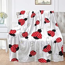 Red Ladybug Cartoon Pattern Blanket Super Soft