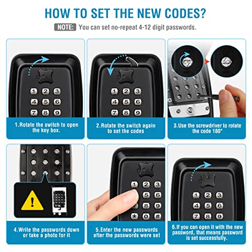 Faneam Outdoor Key Safe Combination Wall Safe Key Safe Waterproof Key Box for Garage, School, Office