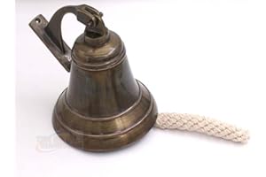 6" Solid Brass Bell Quality Marine Wall Mounted Ship Old Antique Finished Hanging Bell Perfect for Outdoor, School, Bar, Reception, Last Order & Church by The Metal Magician