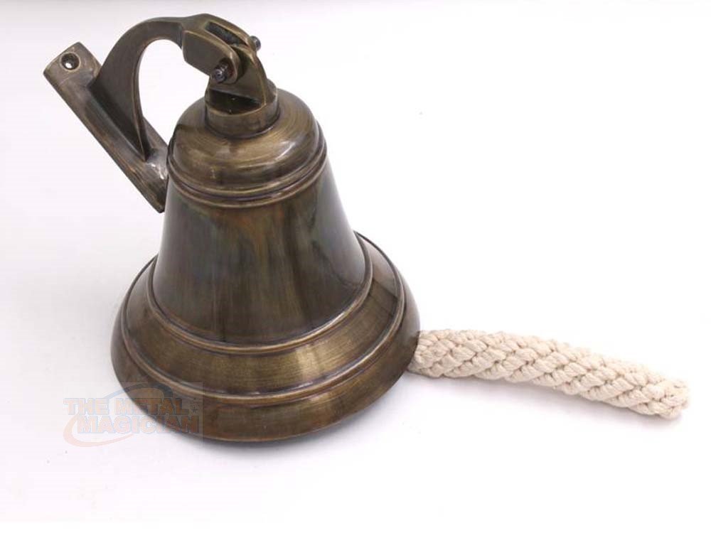 The Metal Magician Brass Ship Bell Nautical Old Antique, Heavy Duty Old Antique Brass Bell, Brass Maritime Duty Watch Ship?s Bell In Old Antique Finish 15cm