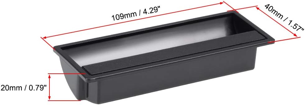 sourcing map Flush Pull Finger Insert Recessed Cabinet Handles 109mm x 40mm x 20mm Black 5Pcs - Image 3
