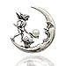 Q&Q Fashion Antique Tribal Angel Fairy Feeding Moon Cresent Simulated - Pearl Baroque Lapel Brooch Pin