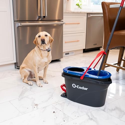 O-CEDAR EASYWRING RINSECLEAN MICROFIBER SPIN MOP & BUCKET FLOOR CLEANING SYSTEM WITH 3 EXTRA REFILLS, PLASTIC, GREY