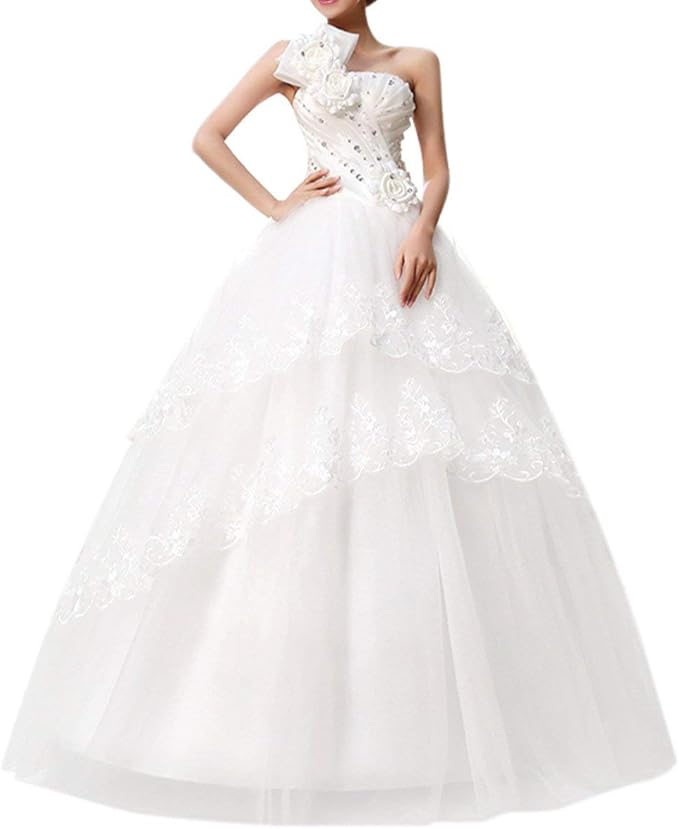 2015 Nouveau Robe Mariee Robe De Mariage Femme Blanc Elegante Dentelle A Dos Nu Avec Des Fleurs Large Fr 36 Amazon De Bekleidung
