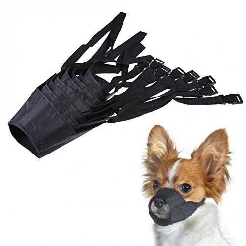 Black Soft Nylon Dog Pet Puppy Muzzle 7 Sizes Adjustable Head Strap Prevent Chewing Biting Stop Barking Mask Mouth Cover Size 3
