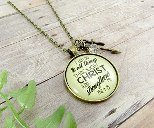 24" I Can Do All Things Faith Inspired Necklace Brave Life Phil 4 13 Quote Mantra Pendant For Women Cross Charm