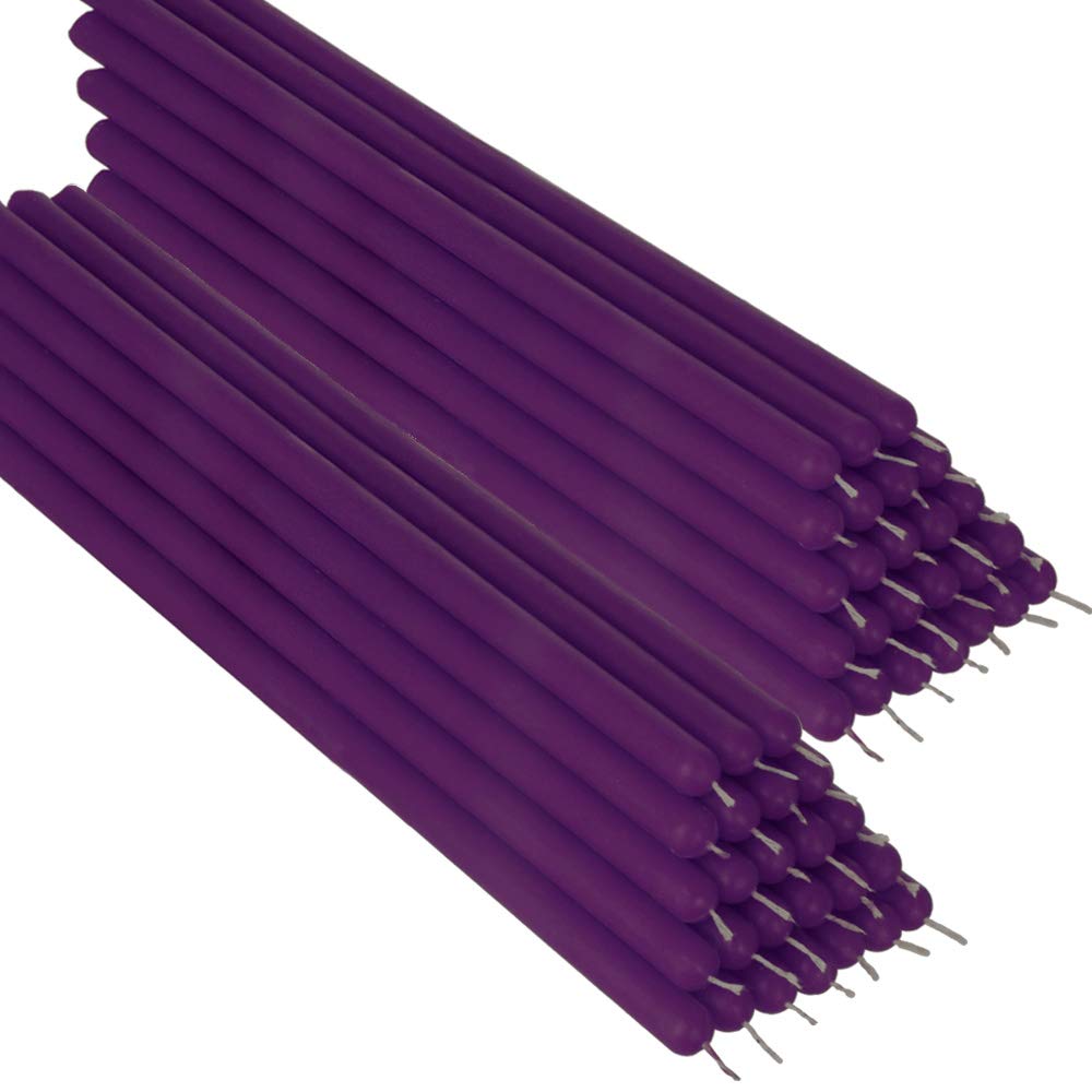 NKlaus 50x Purple Beeswax 26cm sootfree Table Candles Handmade Ritual Candle drip Candles 36337