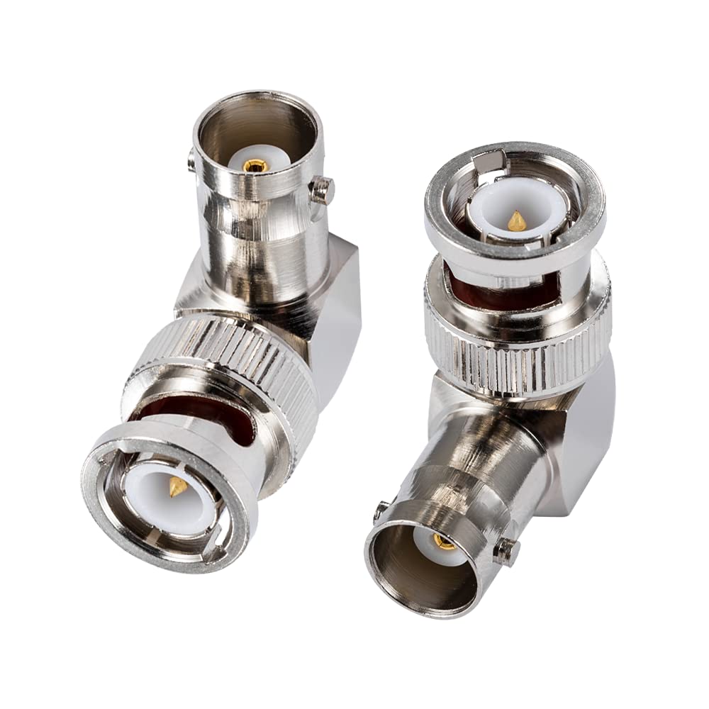 Vecys CB Radio Adapter BNC Adapter BNC Male to Female Right Angle 90 Degree for BNC Aerial CB 4G Antenna Ham Radio HD Video HDTV(2 pcs)