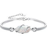 HPQQ 925 Sterling Silver Bracelet for Women Gemstone Bracelet Bangle Fine Jewelry Birthday Gifts for Her Wife Mom
