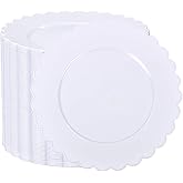 SUT 72Pcs 7.5" White Plastic Plates, Heavy Duty Disposable Plates for Weddings, Parties, Events, Fancy Dessert & Appetizer Plates | Shatterproof Bulk Party Supplies (72 Count)