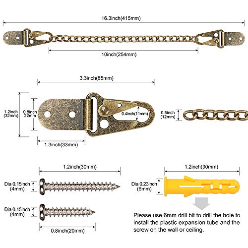 Purife 10'' Furniture Anchors for Baby Proofing, Adjustable Heavy Duty Metal Anti Tip Furniture Safety Strap, Furniture Mounting Kit, Wall Anchoring Kit Secure Bookcase Dresser Cabinet, Antique Bronze