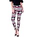 Ensasa Womens Autumn Winter Snowflake Graphic Printed Stretchy Leggings Pants, Black Red Flake Small