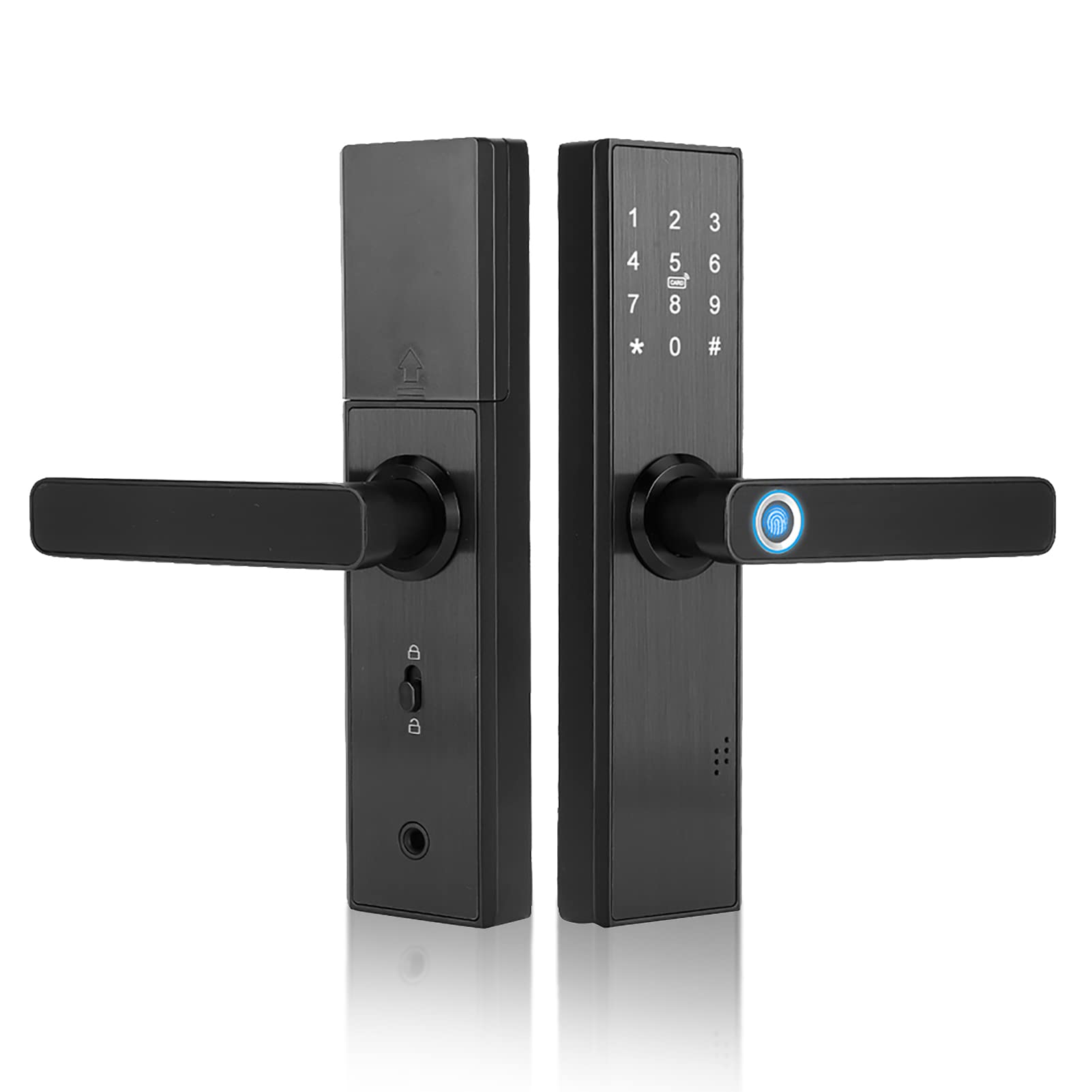 Smart Door Lock, WiFi Electronic Security Door Lock with Mechanical Key for Tuya Function Touch Screen Fingerprint Password IC Card APP, Stable and Reliable