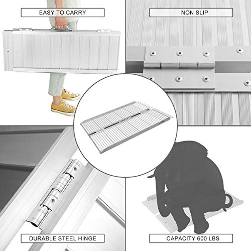 ORFORD Threshold Ramp 3ft for Home Steps Stairs Doorways Scooter, Utility Mobility Access Non Skid Folding Wheelchair Ramp, Portable Aluminum Foldable Wheelchair Ramp 3ft … - Thumbnail 3