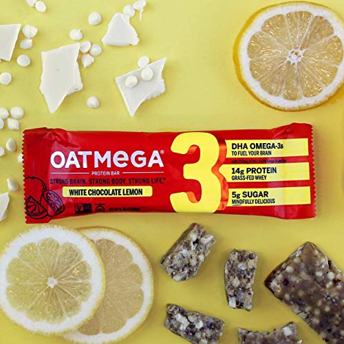 Oatmega Protein Bars, Healthy Snacks with Whey Protein, White Chocolate