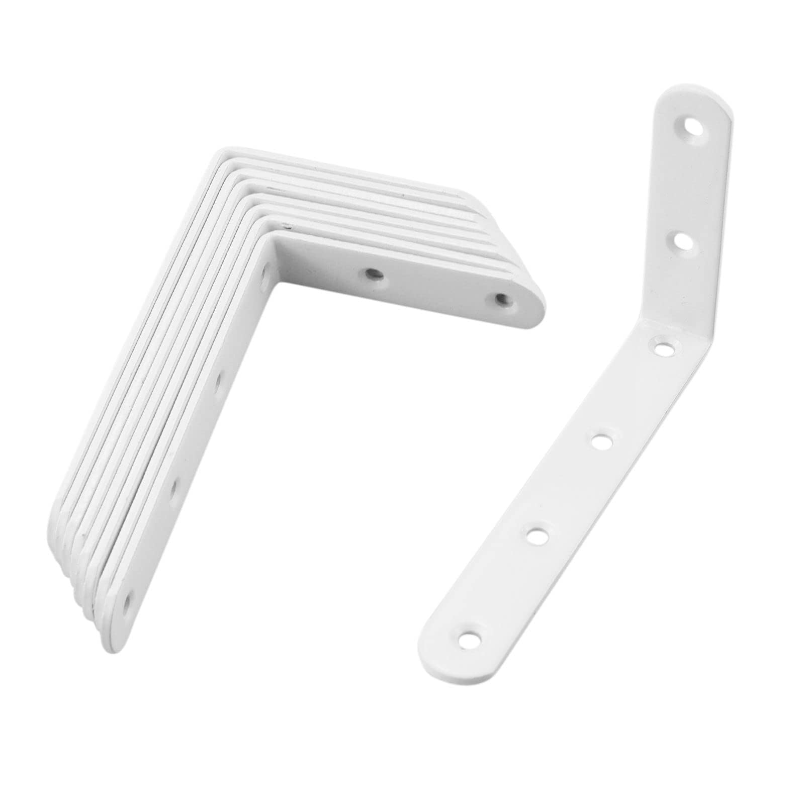 8pcs Shelf Bracket Wall Mount Corner Brace Wall Support Bracket in Right Angle Wall Hanging Support Shelf, Stainless Steel White
