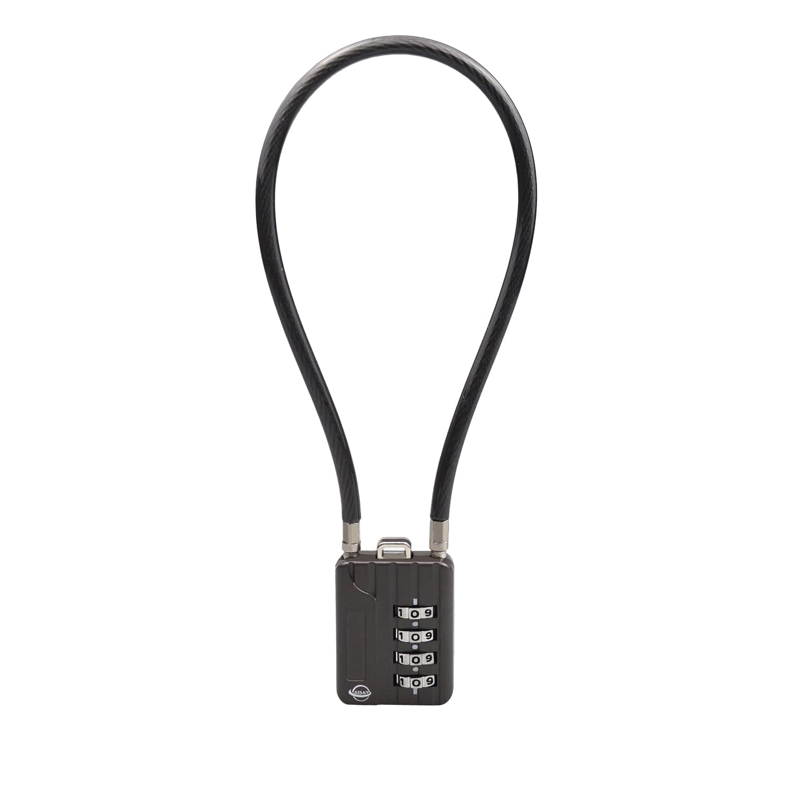 SISAV 4 Digit Cable Combination Lock 11.8 inches Bold Cable for School Gym Locker,Helmet,Filing Cabinets,Toolbox,Luggage Suitcase,knapsack,Gun Black — image 1