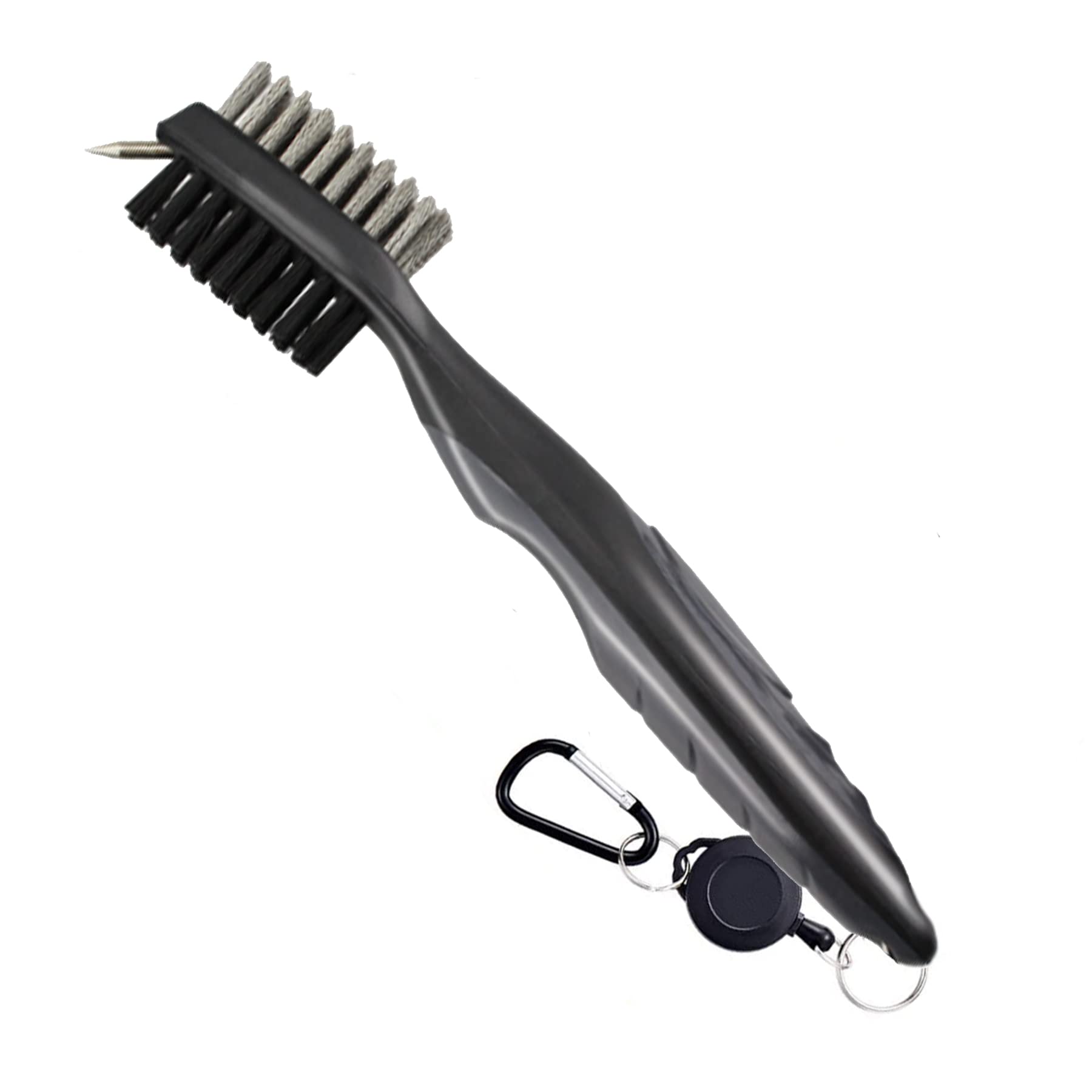 Eshan Golf Club Brush Groove Cleaner with Aluminum Carabiner Keyring Retractable Spool Line Golf Bag Accessories for Men Women Golfer (Grey)