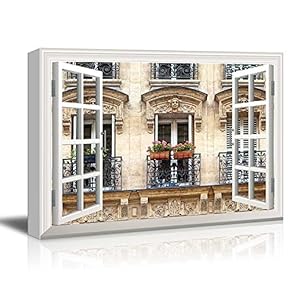 Window Facing an Apartment with Flowers Hanging