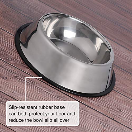 JASGOOD Stainless Steel Dog Bowls, Dog Feeding Bowls,Non-slip Rubber Bases Dog Plate Bowls, Medium Pet Feeder Bowls Water Bowls Set of 2(Medium,Silver)