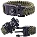RnS STAR Paracord Bracelet Survival Bracelet 500 LB Parachute Rope Bracelet Hiking Travelling Camping Gear Kit 12-IN-1 Compass, Thermometer, Whistle, Screwdriver, Scrapper, Wrench ( Green )