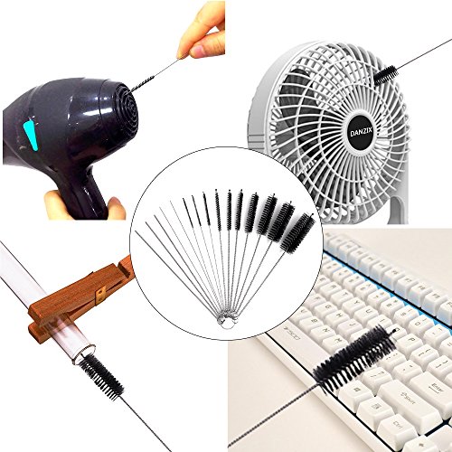 DanziX Nylon Tube Brush Cleaner, 2 Sets of Pipe Cleaning Brush Kit Total 30 PCS with Free Pouch for Drinking Straws Glasses Keyboards Jewelry - 20 Brushes+10 Needles